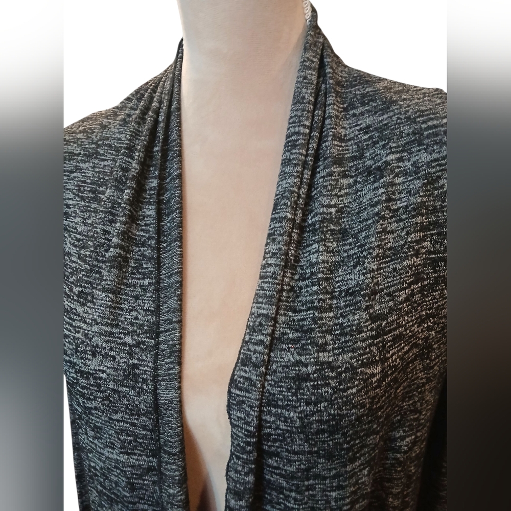 Wet Seal Black Grey Stretch Knit Lightweight Open Front Cardigan Juniors Small - Picture 2 of 9